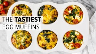 EGG MUFFINS 3 WAYS  healthy breakfast meal prep recipe [upl. by Nena]