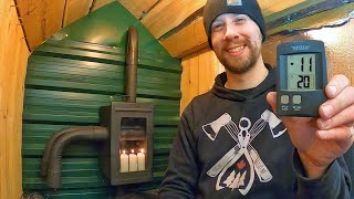 Candle Convection Heater Winter Camping with my OffGrid Stove Snowmobile Camper Series [upl. by Alyce]