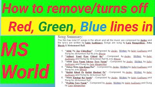 How to RemoveTurn Off Red Green amp Blue Lines in MS Word Spelling Errors [upl. by Yannodrahc994]