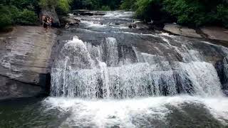 Sliding into water Turtleback Falls Gorges State Park North Carolina USA [upl. by Neillij]