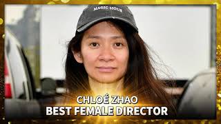 Chloé Zhao wins Best Female Director for Nomadland at the 4th Annual HCA Film Awards [upl. by Haidabez]