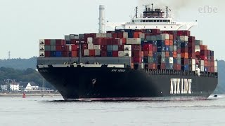 Ship NYK VENUS on River Elbe outbound Hamburg  280914 [upl. by Llednyl]