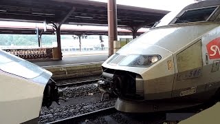 Coupling and departing of 2 TGV trains [upl. by Nylorak]