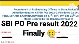 My SBI po pre result 2022Finally this time❤️sbi banking [upl. by Nylarahs1]