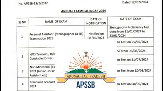 APSSB ANNUAL CALENDAR 2024 [upl. by Morganica]