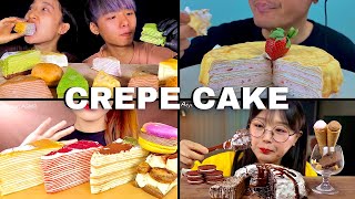 MUKBANGERS consuming CREPE CAKE [upl. by Anasor]