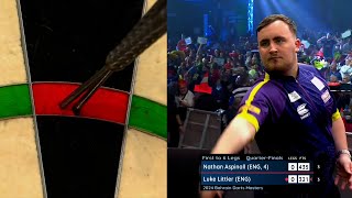 LUKE LITTLER HITS A NINE DARTER ON THE WORLD SERIES [upl. by Tekla224]