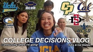 COLLEGE DECISIONS REACTIONS VLOG  announcing where im going to college  UCs and Cal States [upl. by Milo]