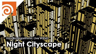 Houdini Algorithmic Live 042  Night Cityscape with Wave Function Collapse [upl. by Eirok]