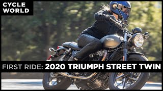 2020 Triumph Street Twin First Ride Review [upl. by Enelyk]