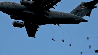 Paratroopers NATO near Ukraine rush from C 130J Giants towards the conflict area [upl. by Arihsaj]