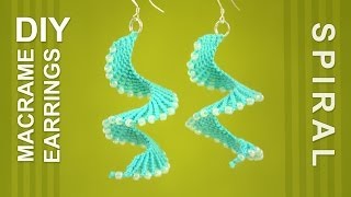 Macrame Spiral Earrings  DIY Tutorial [upl. by Ahsoyek137]