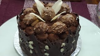 Easy ferrero rocher chocolate cake decoration idea ferrerorochershorts youtubefeed [upl. by Hillary941]