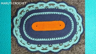 Beautiful Oval Crochet Rug  Woolen Rug  English Tutorial [upl. by Aulea]