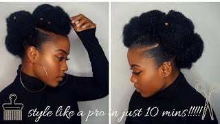 THE BEST FAUX HAWK UPDO TUTORIAL ON SHORT NATURAL HAIR   PROTECTIVE STYLES [upl. by Airemat902]