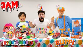 WE THREW BLIPPI amp RYANS WORLD A BIRTHDAY PARTY AT 3AM RYANS WORLD VS BLIPPI TOYS [upl. by Lilias]