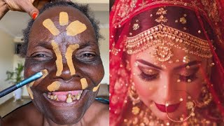 UNBELIEVABLE 😱🔥70 YEARS OLD GRANDMA INDIAN BRIDAL MAKEUP TRANSFORMATION 👆 MAKEUP TUTORIAL 😳💄 [upl. by Darian]