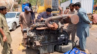 The Hitachi Excavator Engine from Dubai was brought to Pakistan and completely overhauled here [upl. by Einolem]