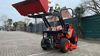 Kubota B1700 Kleintraktor mit Frontlader Fronthydraulik Frontzapfwelle und Zwischenachsmähwerk [upl. by Schonthal]