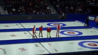 Norway Curling Team No Hands Pants Dance 2016 WFG Continental Cup of Curling [upl. by Eegnat]