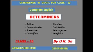 Determiner  Determiner for class for 10  Determiner in English Grammar  Types of determiner [upl. by Irwin381]