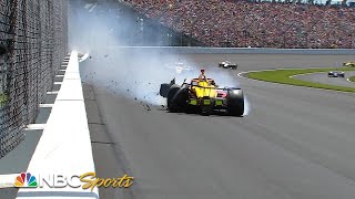 2022 Indianapolis 500 Romain Grosjean crashes out of Indy 500 on turn two  Motorsports on NBC [upl. by Ariad]