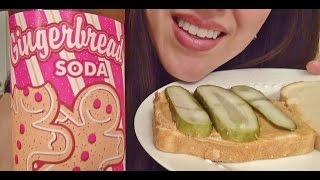 SassEsnacks ASMR  Eating Sounds  Peanut Butter amp Pickle Sandwich  Gingerbread Soda [upl. by Tartaglia232]