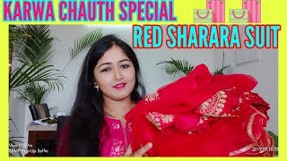 Karwa chauth Special Red Sharara Suit Review From Vogum Fashion Anantmaya Beauty [upl. by Lamrouex]