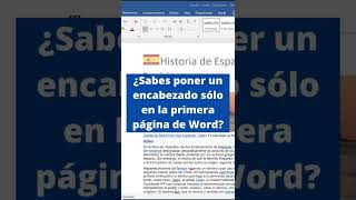 Como PONER un ENCABEZADO SOLO en la PRIMERA PAGINA de WORD word shorts cursoword productividad [upl. by Sulamith388]