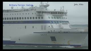 4K brittanyferries Arrival of Ferries quotGaliciaquot in Portsmouth johnvideo ferries [upl. by Yauqram582]