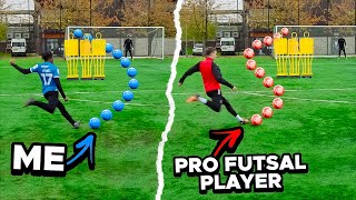 100 SHOT CHALLENGE VS PRO FUTSAL PLAYER [upl. by Anilef]