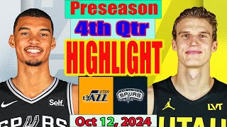 San Antonio Spurs vs Utah Jazz 4th Qtr final Oct 12 2024 Highlights  NBA Season [upl. by Rim]