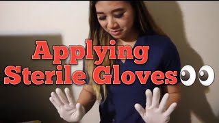 How to put on or don sterile gloves Sterile Technique Nursing Skills 101 [upl. by Ueihtam640]