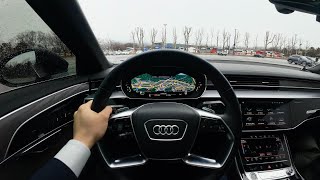 2024 AUDI A8 55 TFSI qu Premium  POV Test Driverain a8 pointofview [upl. by Assedo]