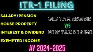 Filing of ITR1 FY 202324  AY 202425 Hindi II Old Tax Regime and New Tax Regime II [upl. by Assitruc]