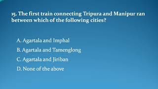 Tripura Road Transportation General Knowledge and General Awareness Question Answer [upl. by Pollack]