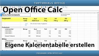 Eigene Kalorientabelle erstellen  Download OpenOffice Calc [upl. by Sivam]