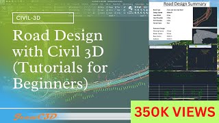 Road Design with Autodesk AutoCAD Civil 3D  Tutorial for Beginners [upl. by Aphra298]