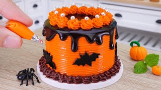 Mini Pumpkin Cakes 🎃 Miniature Halloween Chocolate Cake Decorating [upl. by Ellasal716]