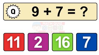 20 Math Quiz for Kids  One Digit Addition Quiz [upl. by Orola]