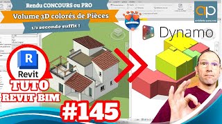 Volumes 3D REVIT de pièces colorés  Rendu Concours  Tuto n°145 Gratuit [upl. by Naaitsirhc]