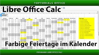 Feiertage im Kalender farbig markieren LibreOffice Calc [upl. by Mairim98]