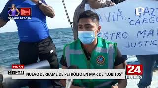 Piura reportan derrame de petróleo en mar de Lobitos por hundimiento de plataforma [upl. by Nigam]