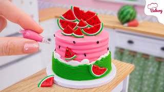 💕Mini Cake 💕 So Fresh Miniature Wavy Watermelon Cake Decorating  Mini Bakery [upl. by Jaime]