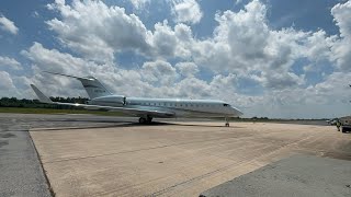 Bombardier Global Express N899JM Landing At Chester County Airport [upl. by Larine]