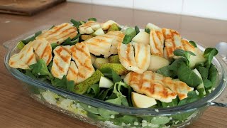 Heerlijke salade met gegrilde halloumi recept [upl. by Odele]