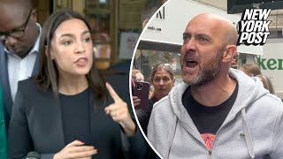 Chaos erupts as furious protesters heckle AOC during press conference for NYC’s migrant crisis [upl. by Beal]