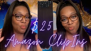 AMAZON CLIPINS HAIR EXTENSIONS 25  INSTALL TUTORIAL  CHEAP And THICK HAIR AMAZING RESULTS [upl. by Sivat]