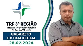 TRF 3 2024  Gabarito Extraoficial  Correção da Prova  Tribunal Regional Federal 3ª Região [upl. by Heringer]