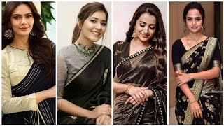 Best Black Saree Styling Ideas 2024 Best Black Saree Makeup Look  Amazing Black Saree Styling [upl. by Aleil]